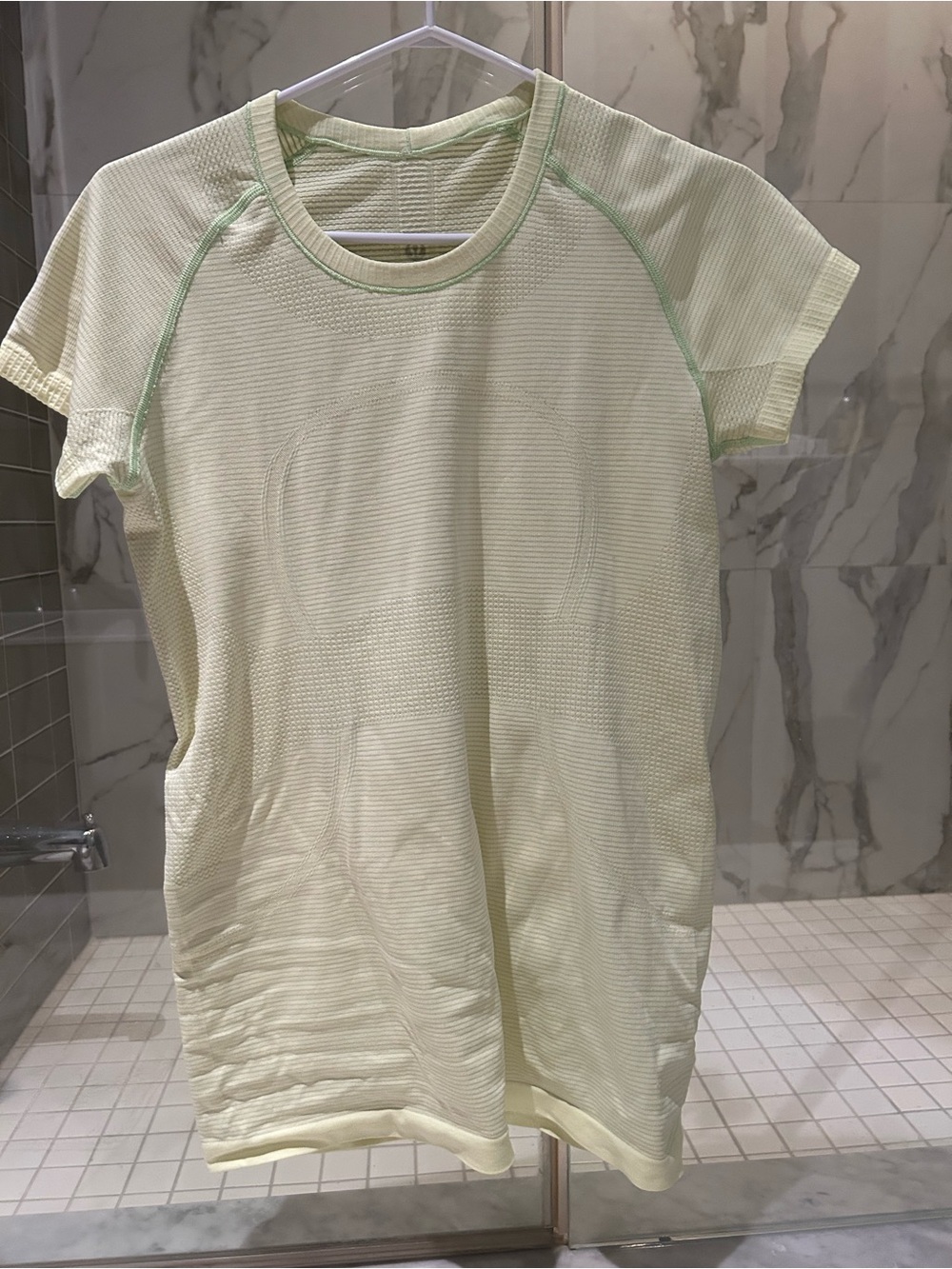 Lululemon athletic Light Yellow Athletic Tee with Mint Accents